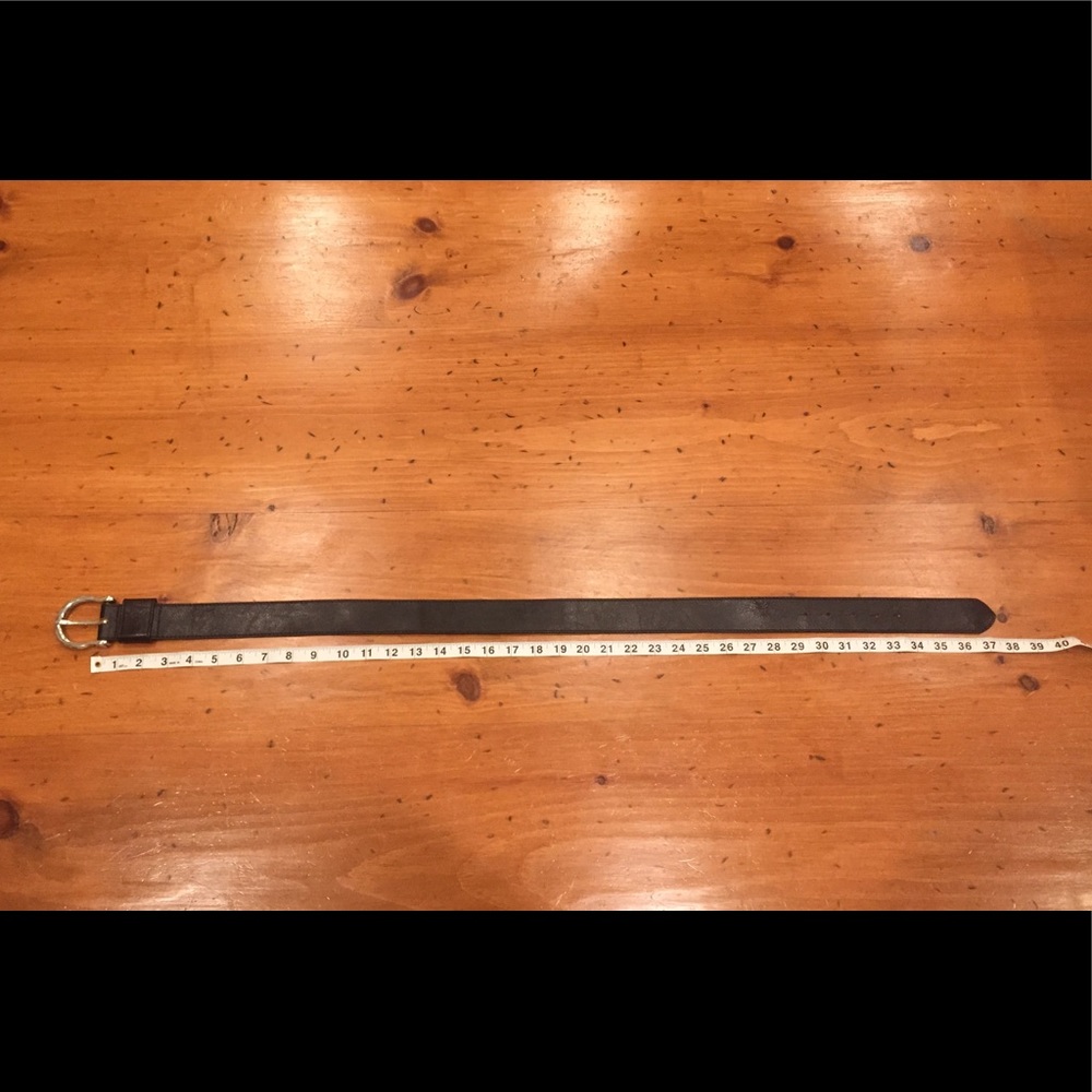 Black wide leather belt silver buckle - Picture 5 of 10